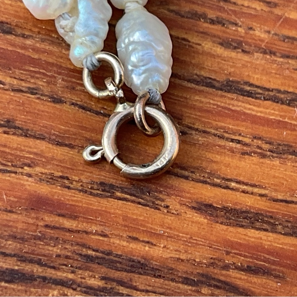 14K Gold Vintage Real Rice Pearl Necklace 16" - Picture 3 of 6